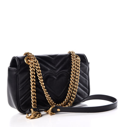 Gucci Calfskin Matelasse Mini GG Marmont Shoulder Bag Black 3 of 10