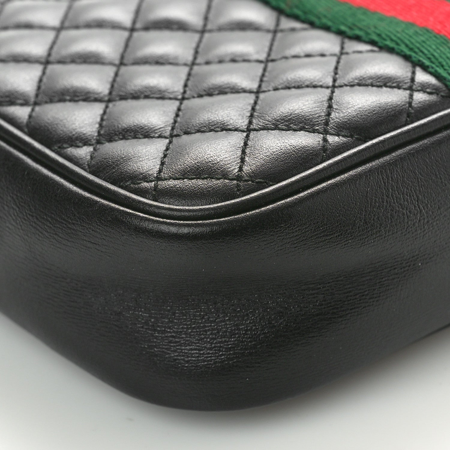 Gucci Calfskin Trapuntata Web Mini GG Shoulder Bag Black 10 of 11