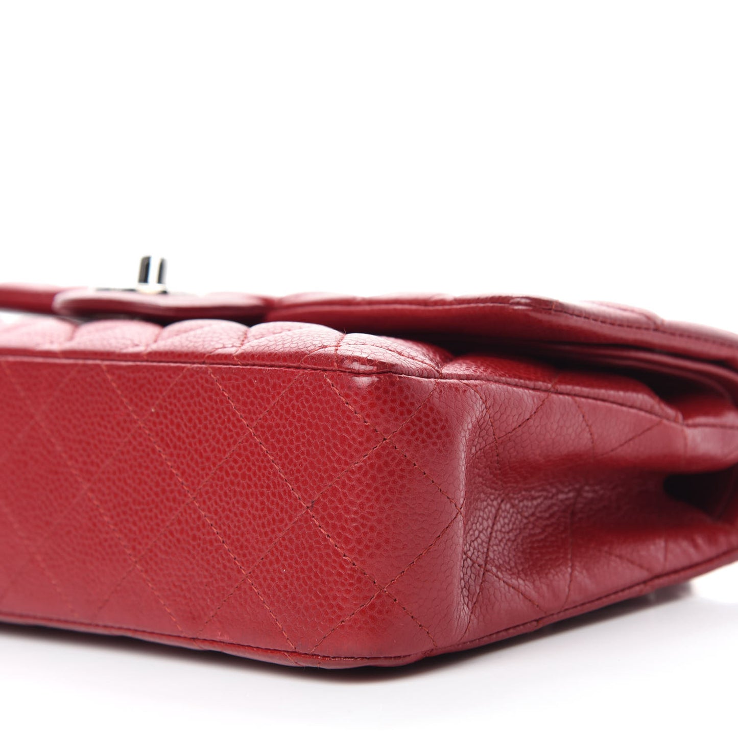Caviar Quilted Medium Double Flap Red