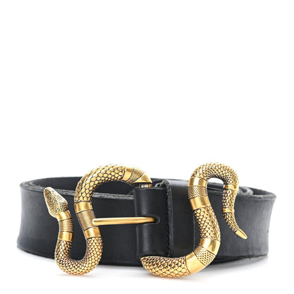 Gucci Calfskin Snake Belt 95 38 Black 1 of 4