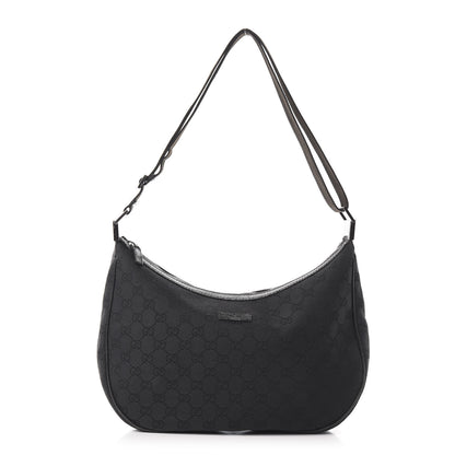 Gucci Monogram Medium Half Moon Hobo Black 1 of 10