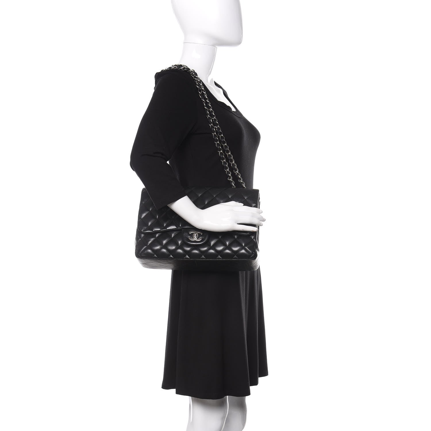 Chanel Lambskin Quilted Jumbo Single Flap Black 2 of 15