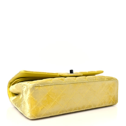 Chanel Velvet Quilted Medium Double Flap Yellow 4 of 10