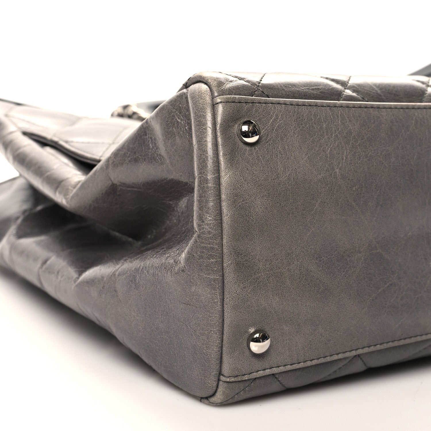 Chanel Glazed Calfskin Quilted Large CC Delivery Tote Grey 9 of 11