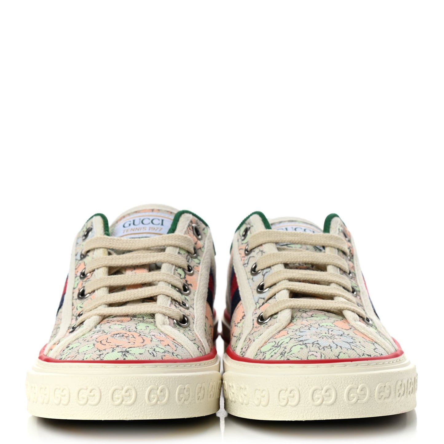 X LIBERTY OF LONDON Canvas Web Tracy Print Womens 1977 Tennis Sneakers 36 Mint Peach Mystic White
