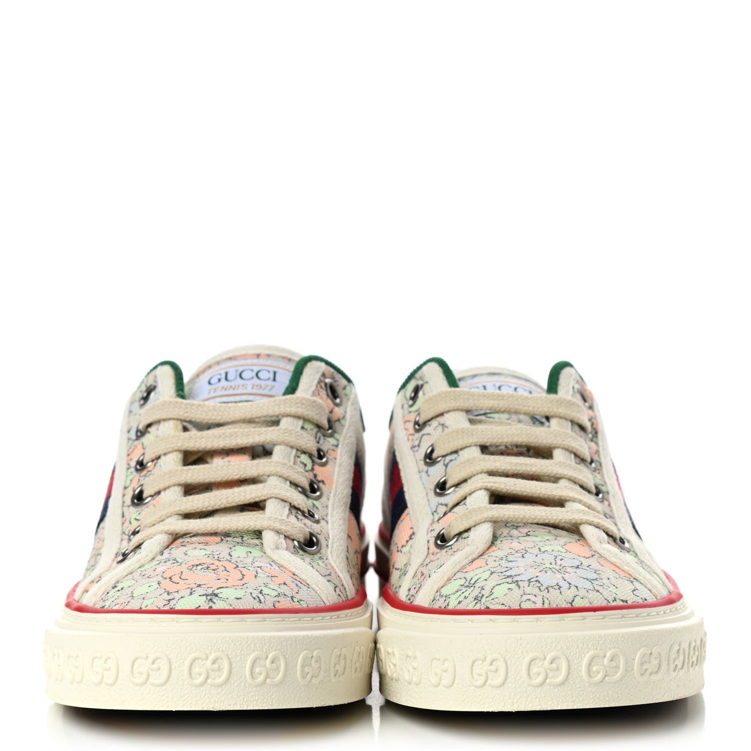 Gucci X LIBERTY OF LONDON Canvas Web Tracy Print Womens 1977 Tennis Sneakers 36 Mint Peach Mystic White 2 of 8