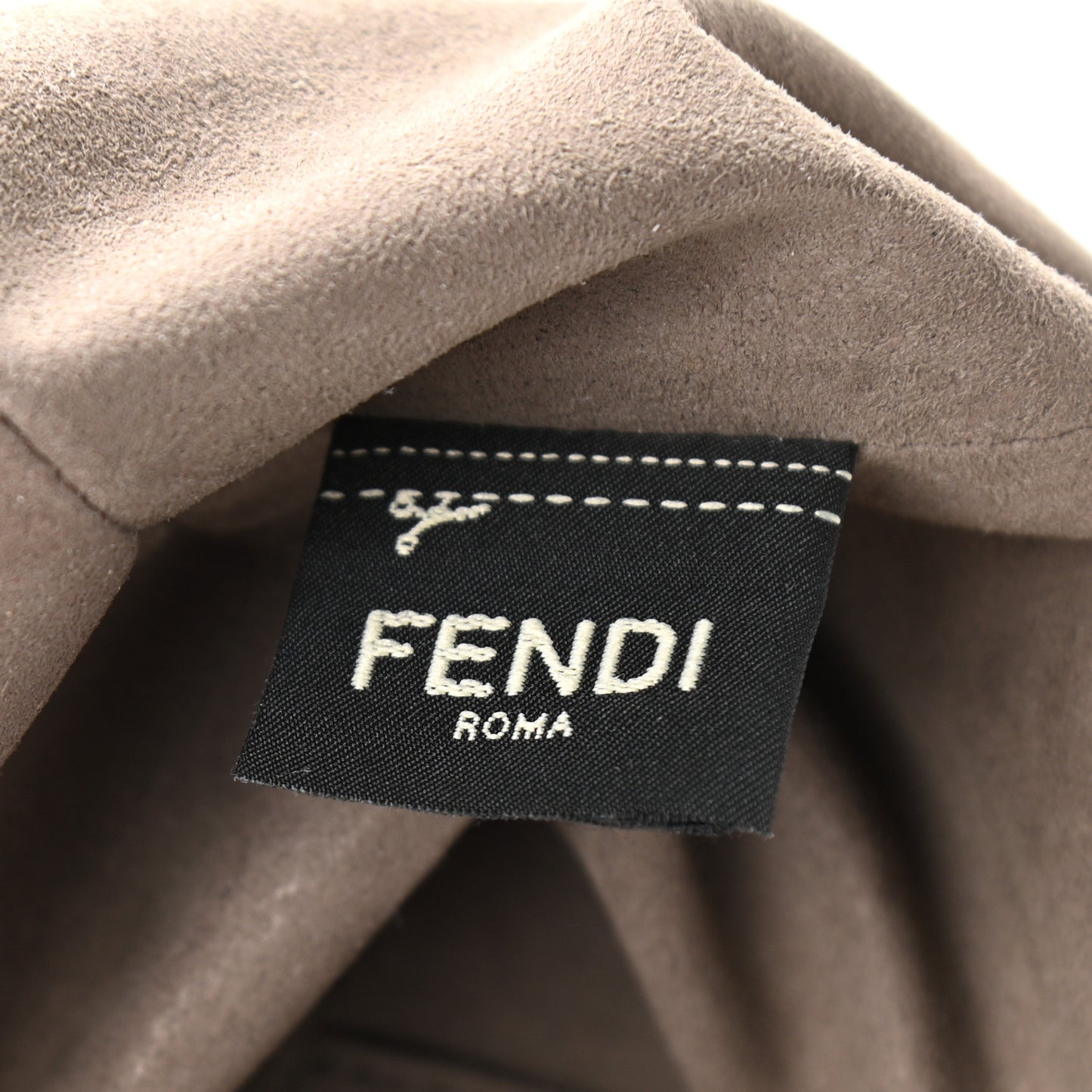 Glazed Fabric Vitello Grace F is Fendi FF 1974 Stamp Patch Grande Mon Tresor Bucket Bag Mogano Panna Nocciola