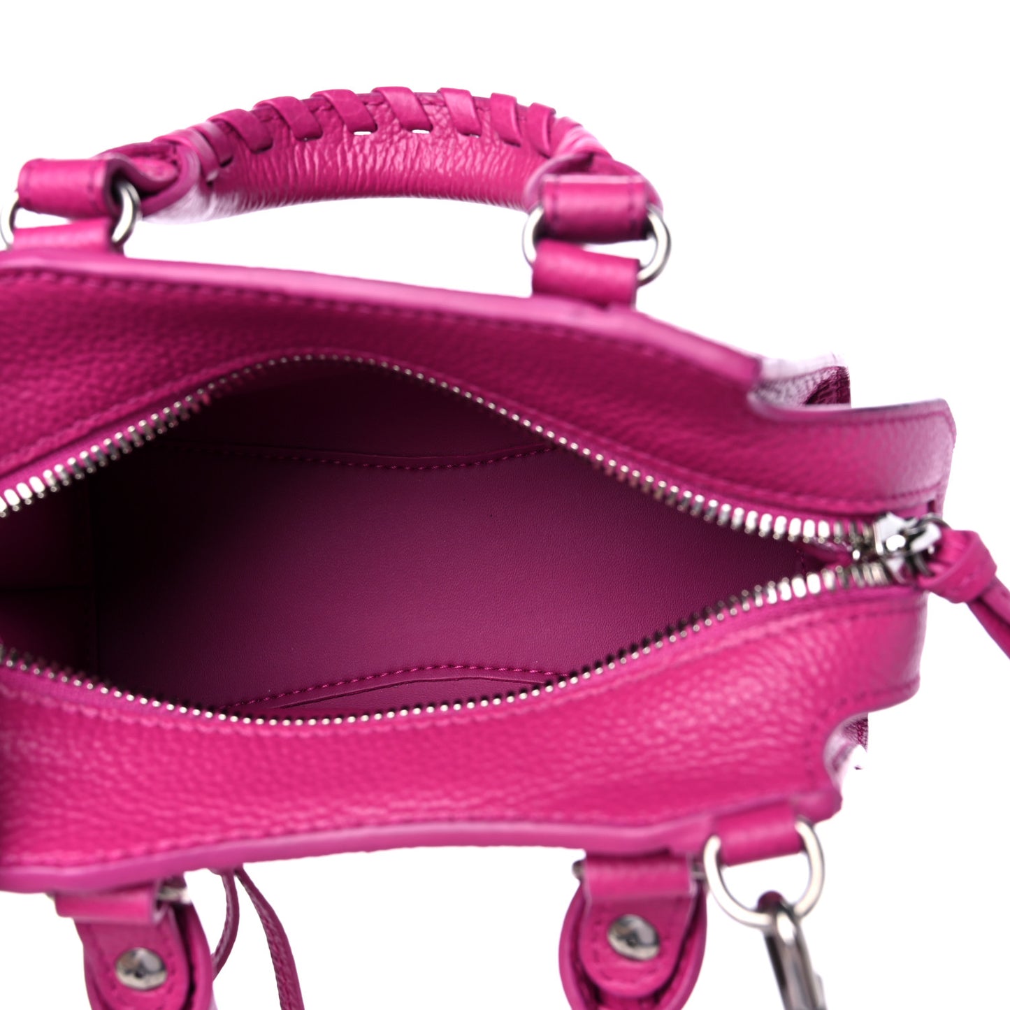 Grained Calfskin Neo Classic Silver Hardware Super Nano City Fuchsia