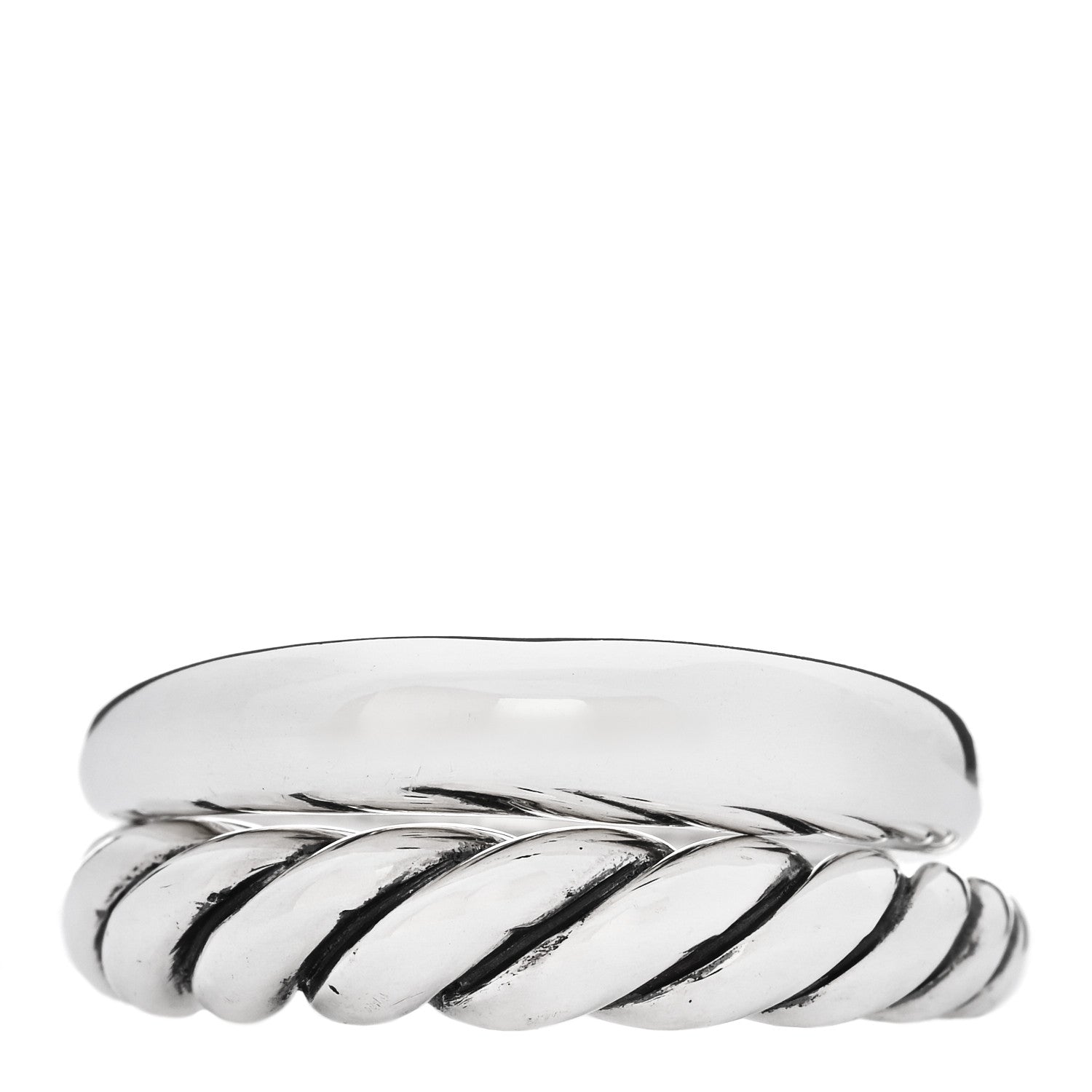 David Yurman Sterling Silver 5mm Pure Form Set of 2 Stack Rings 58 8.25 1 of 6