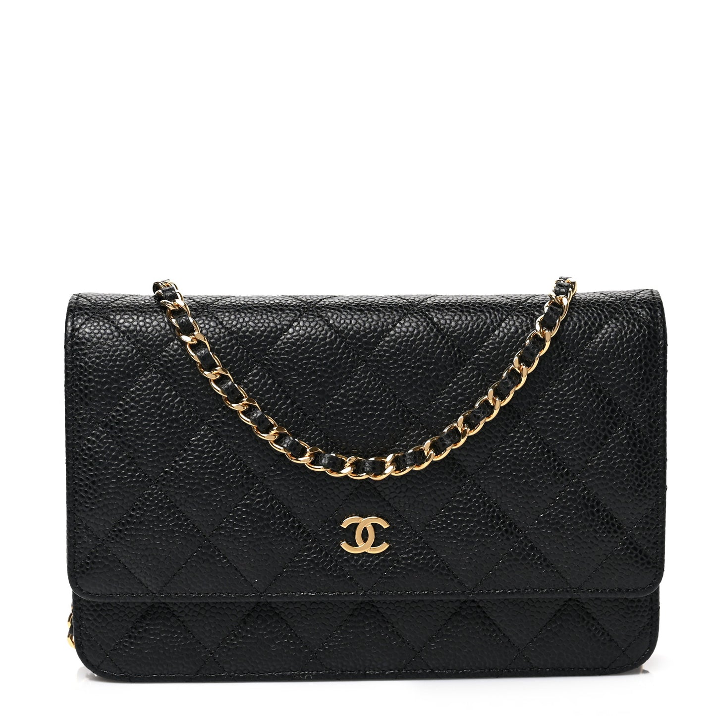 Caviar Quilted Wallet on Chain WOC Black