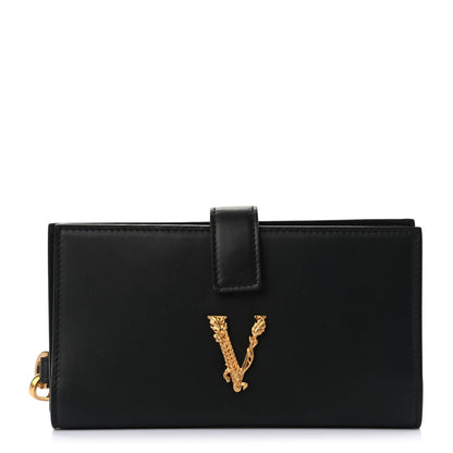 Versace Vitello Virtus Iphone Wristlet Wallet Black 1 of 6