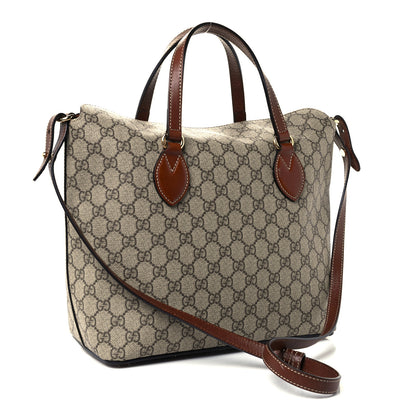 Gucci GG Supreme Monogram Linea A Foldover Tote Brown 3 of 12