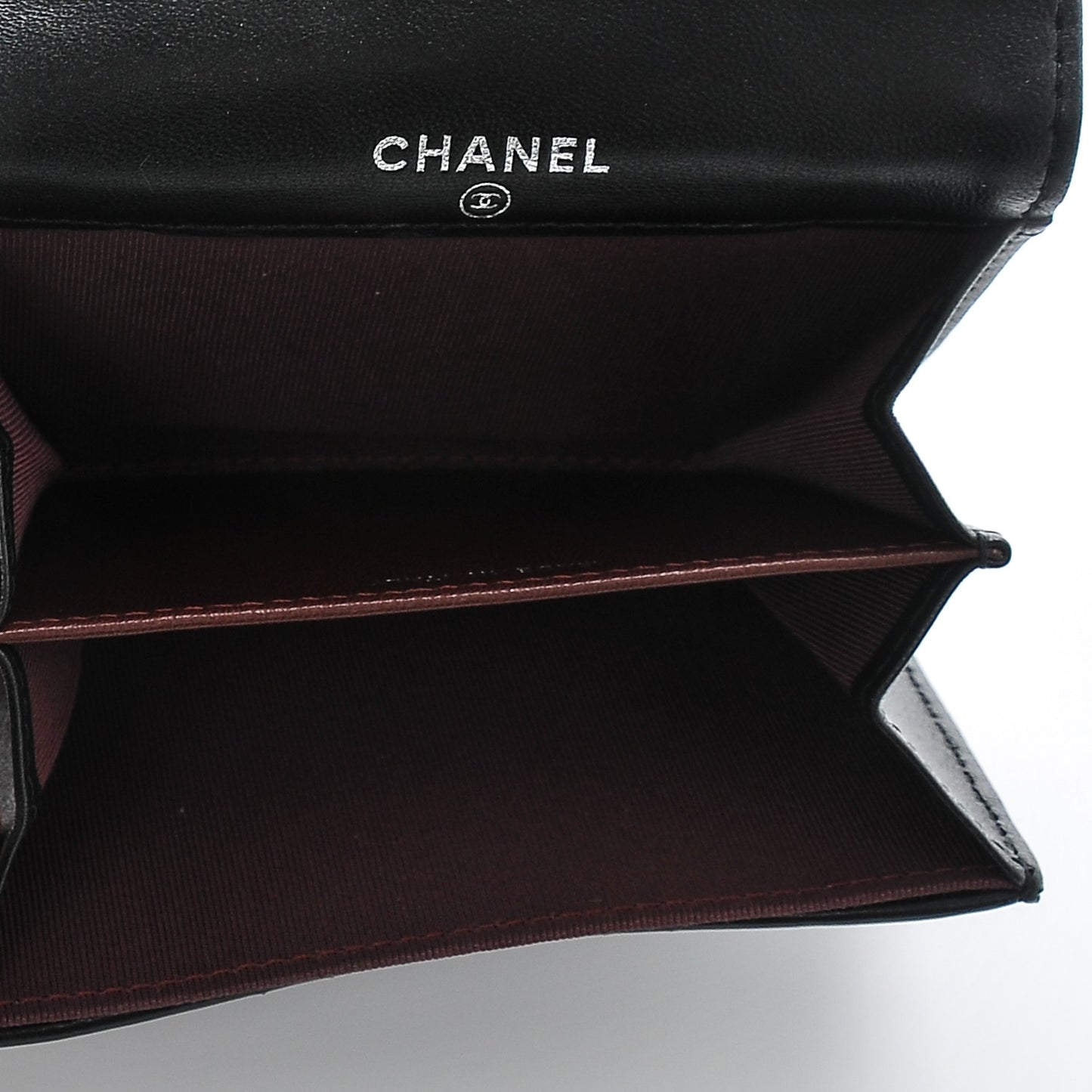 Lambskin Quilted Flap Card Holder Wallet Black