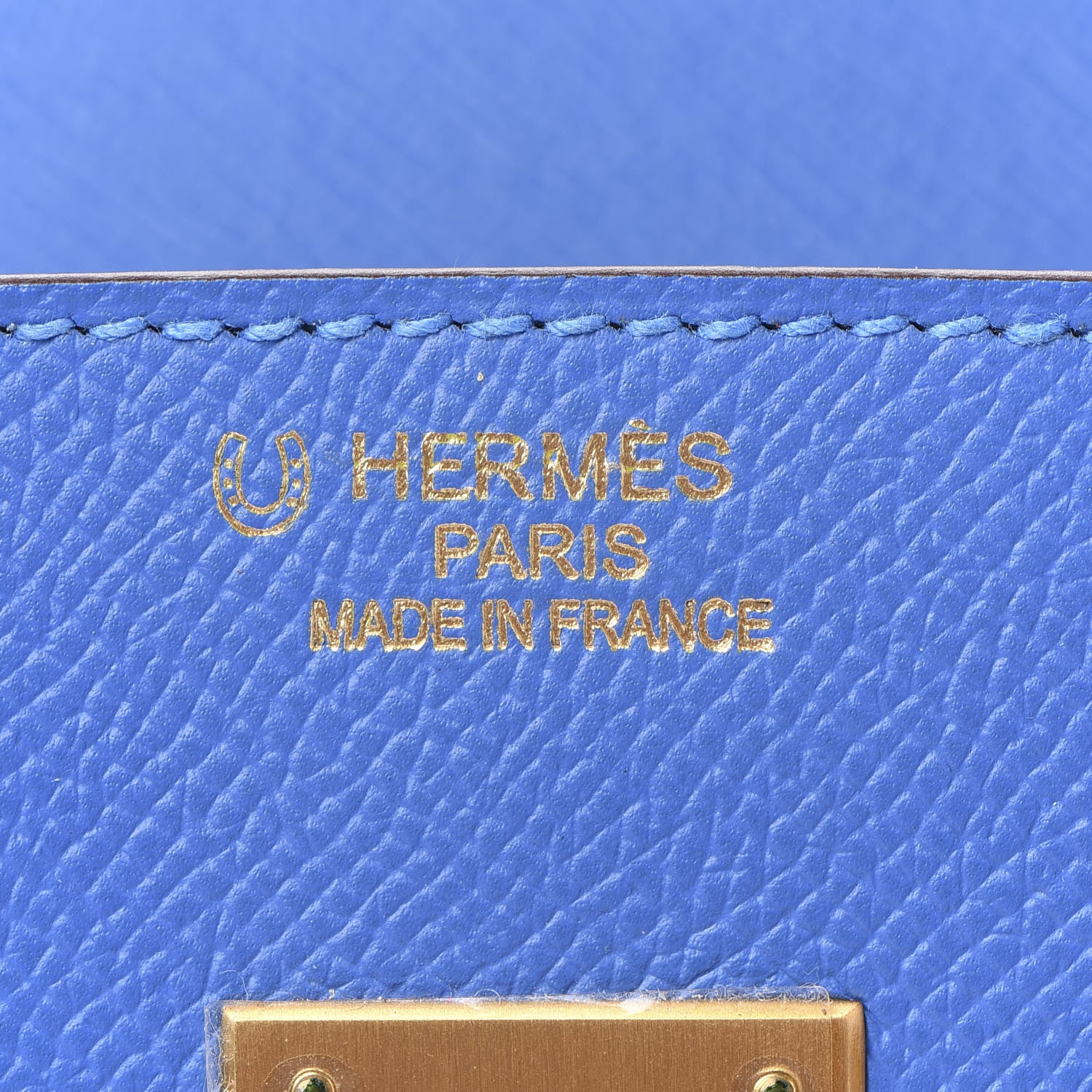 Hermes Epsom Horseshoe Birkin 35 Bleu Izmir Gold 21 of 31