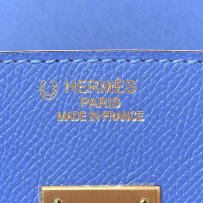Hermes Epsom Horseshoe Birkin 35 Bleu Izmir Gold 21 of 31