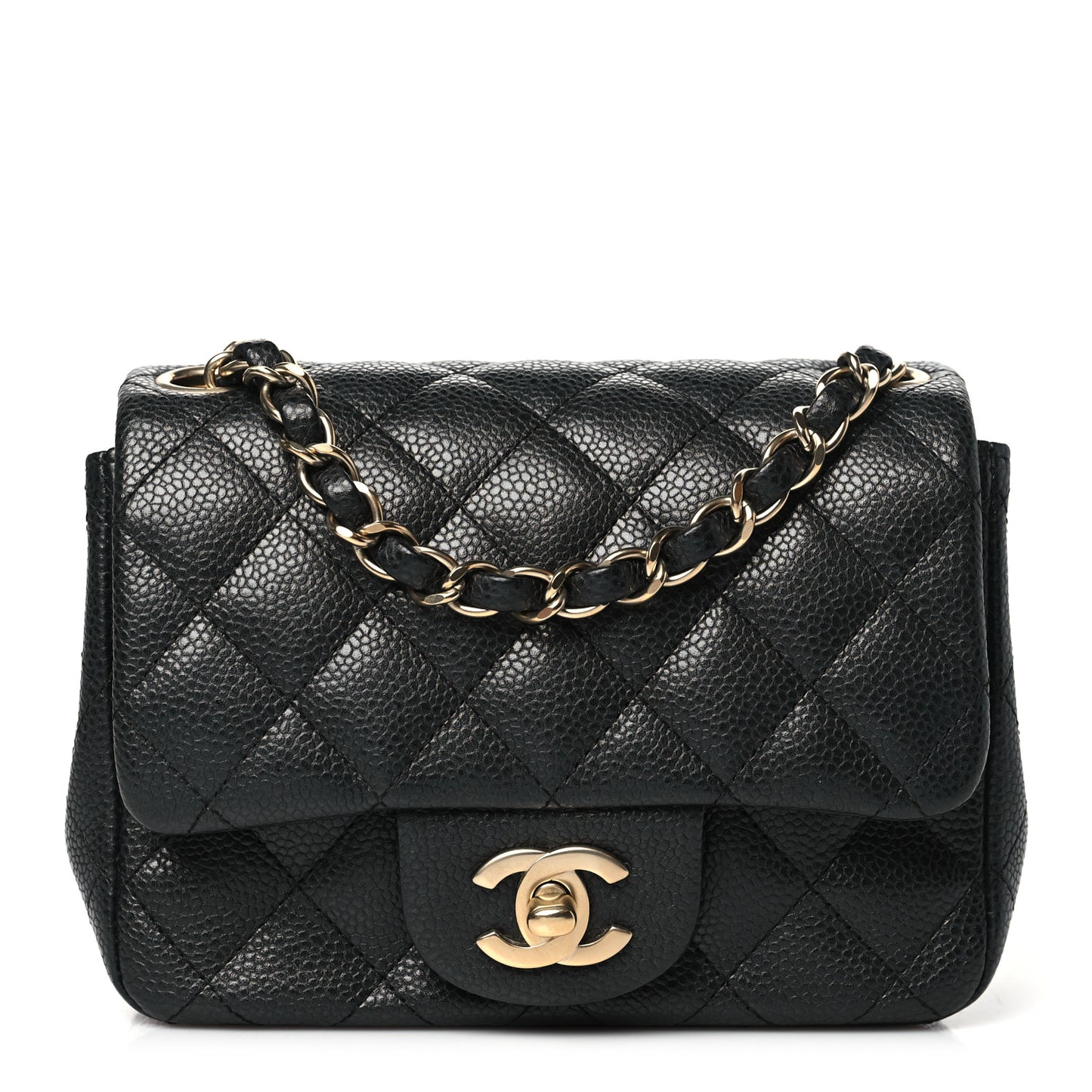 Caviar Quilted Mini Square Flap Dark Grey