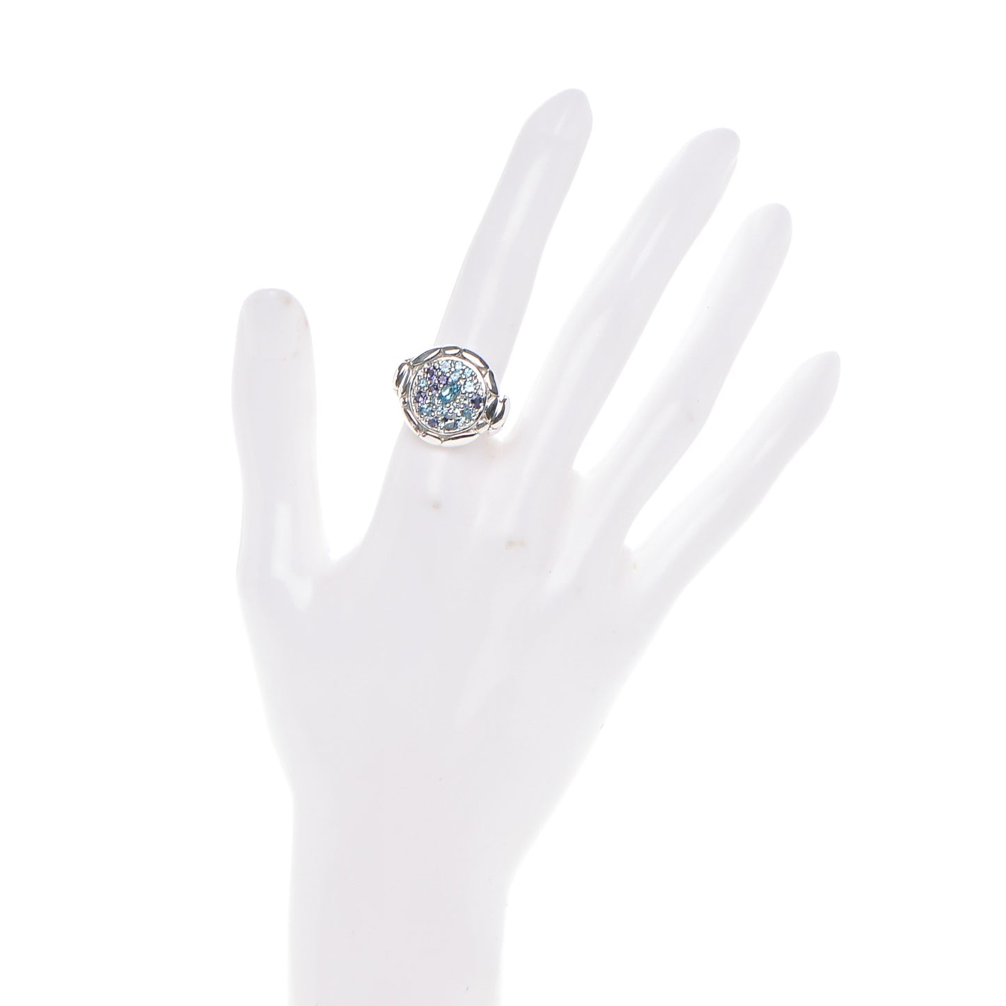 Sterling Silver Topaz Iolite Aquamarine Kali Round Lava Ring 52 6