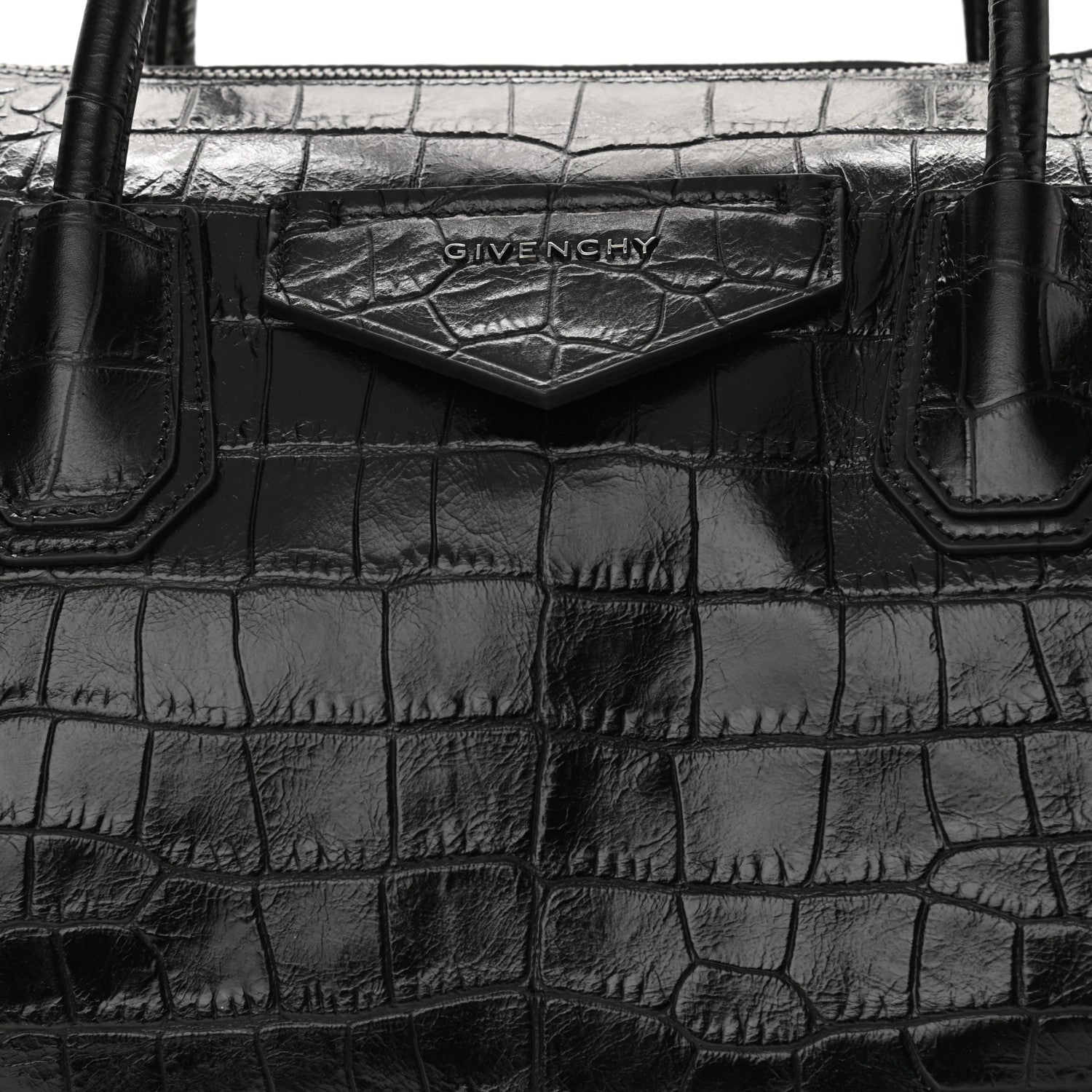 Givenchy Calfskin Crocodile Embossed Medium Soft Antigona Black 7 of 9