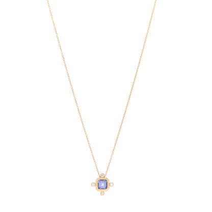 David Yurman 18K Yellow Gold Diamond Tanzanite Novella Pendant Necklace 1 of 5
