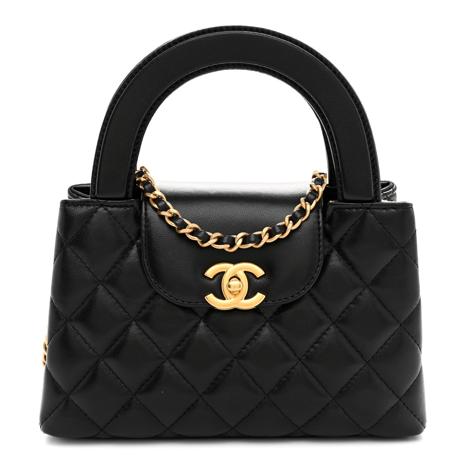 Chanel Shiny Aged Calfskin Quilted Nano Kelly Shopper Black 1 of 10