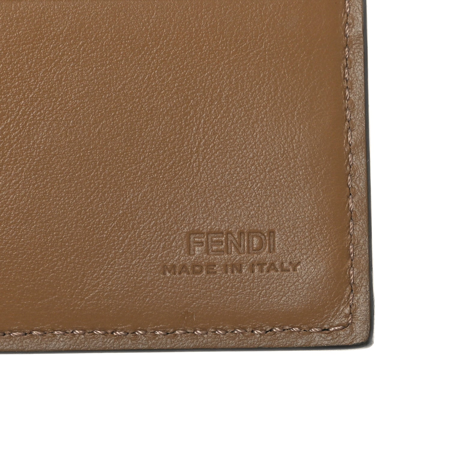 Fendi Glazed Fabric Vitello King FF 1974 Diagonal Bi-Fold Wallet Tobacco Moro Cuoio 6 of 9
