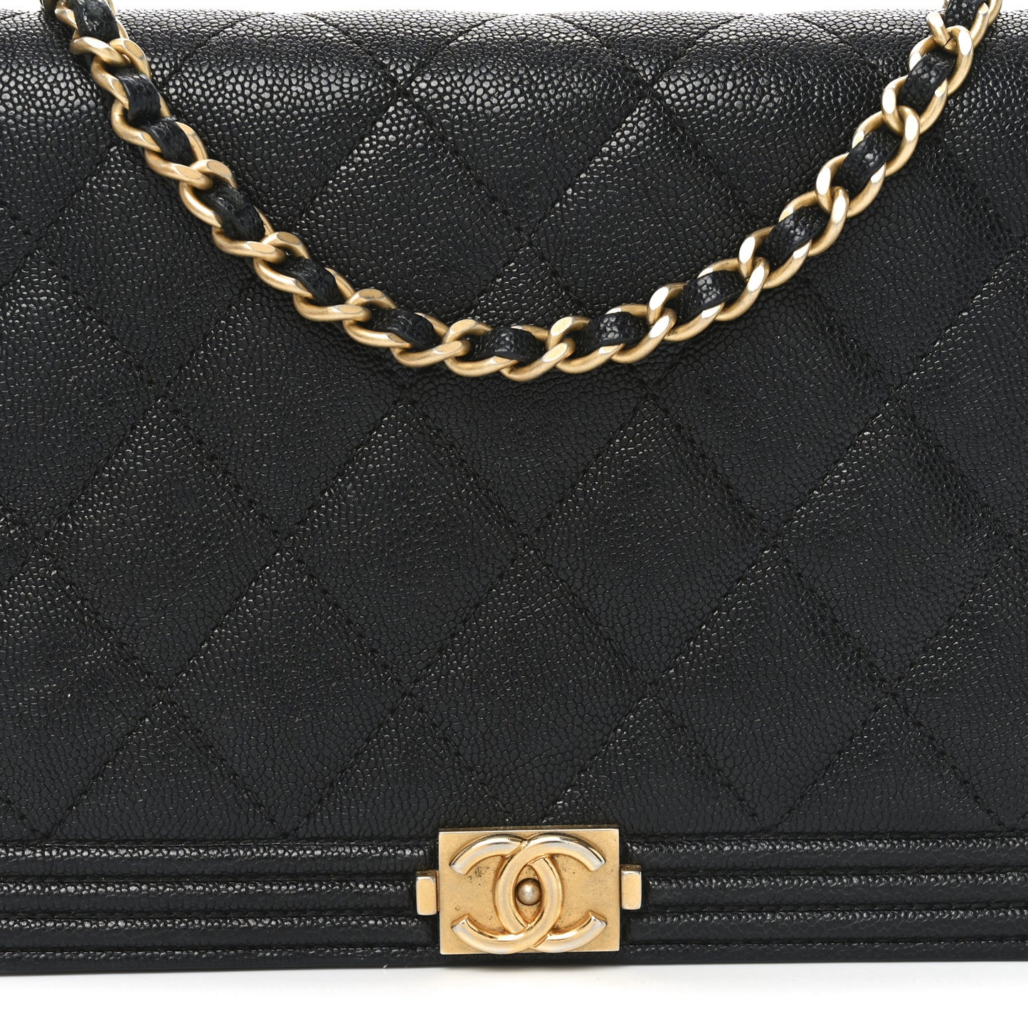 Caviar Quilted Boy Wallet On Chain WOC Black