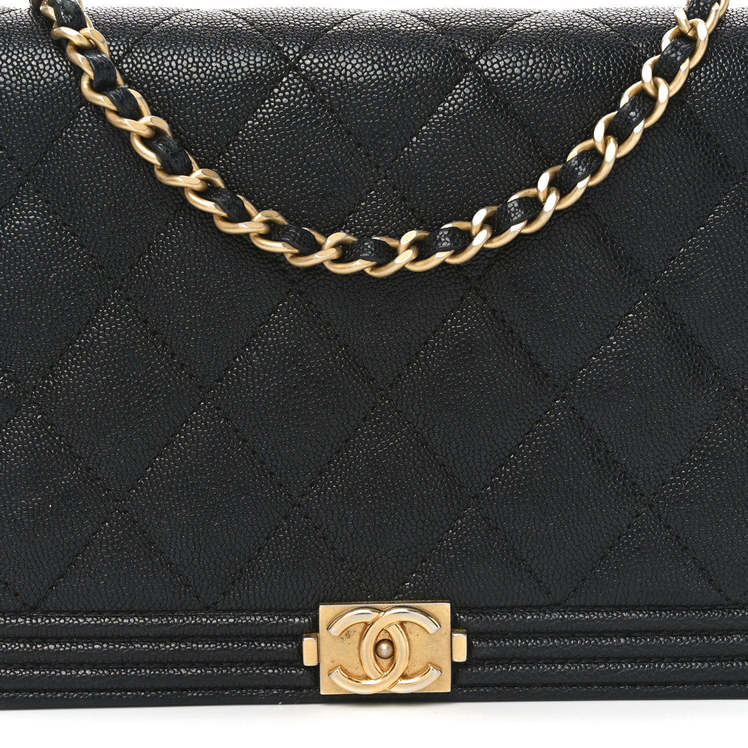 Chanel Caviar Quilted Boy Wallet On Chain WOC Black 8 of 10