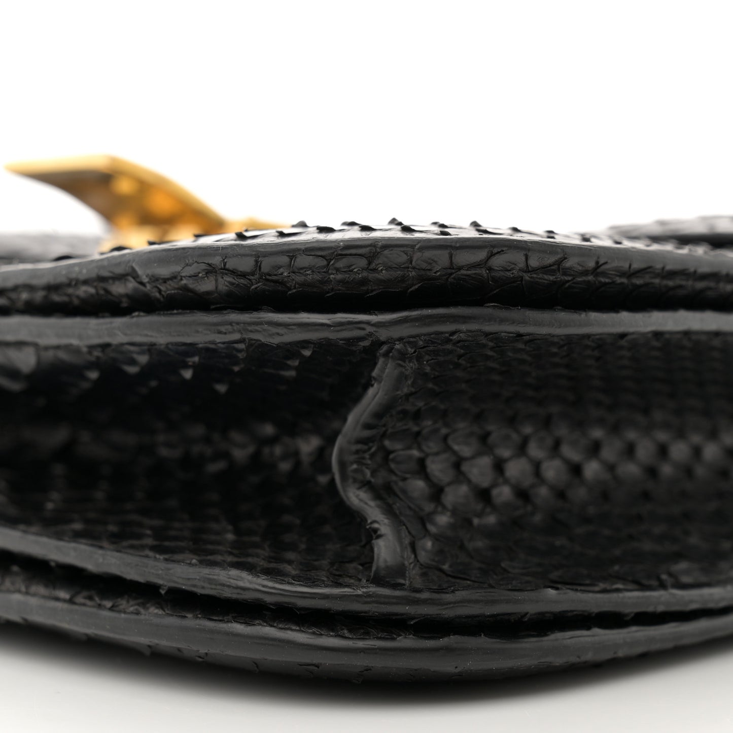 Snakeskin Medium Classic Box Flap Bag Black