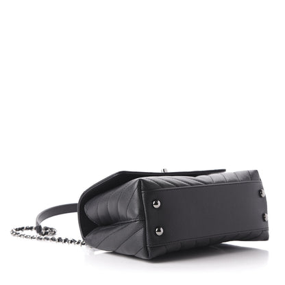 Chanel Caviar Chevron Quilted Mini Coco Handle Flap Dark Grey 5 of 12