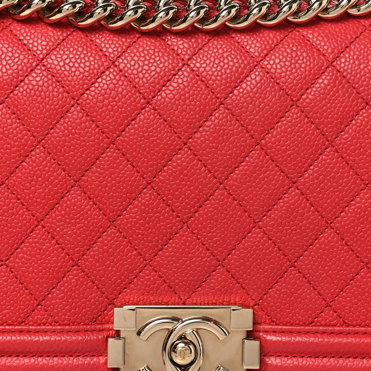 Caviar Quilted Medium Boy Flap Light Red