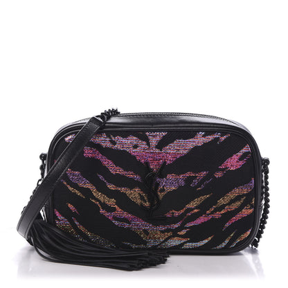 Saint Laurent Calfskin Tiger Burnout Monogram Lou Camera Bag Black 1 of 9