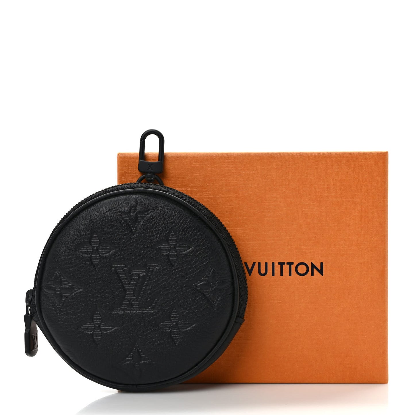 Calfskin Shadow Monogram Round Coin Purse Black
