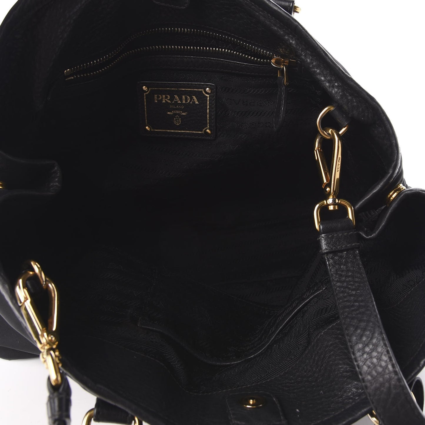Tessuto Nylon Vitello Daino Tote Black