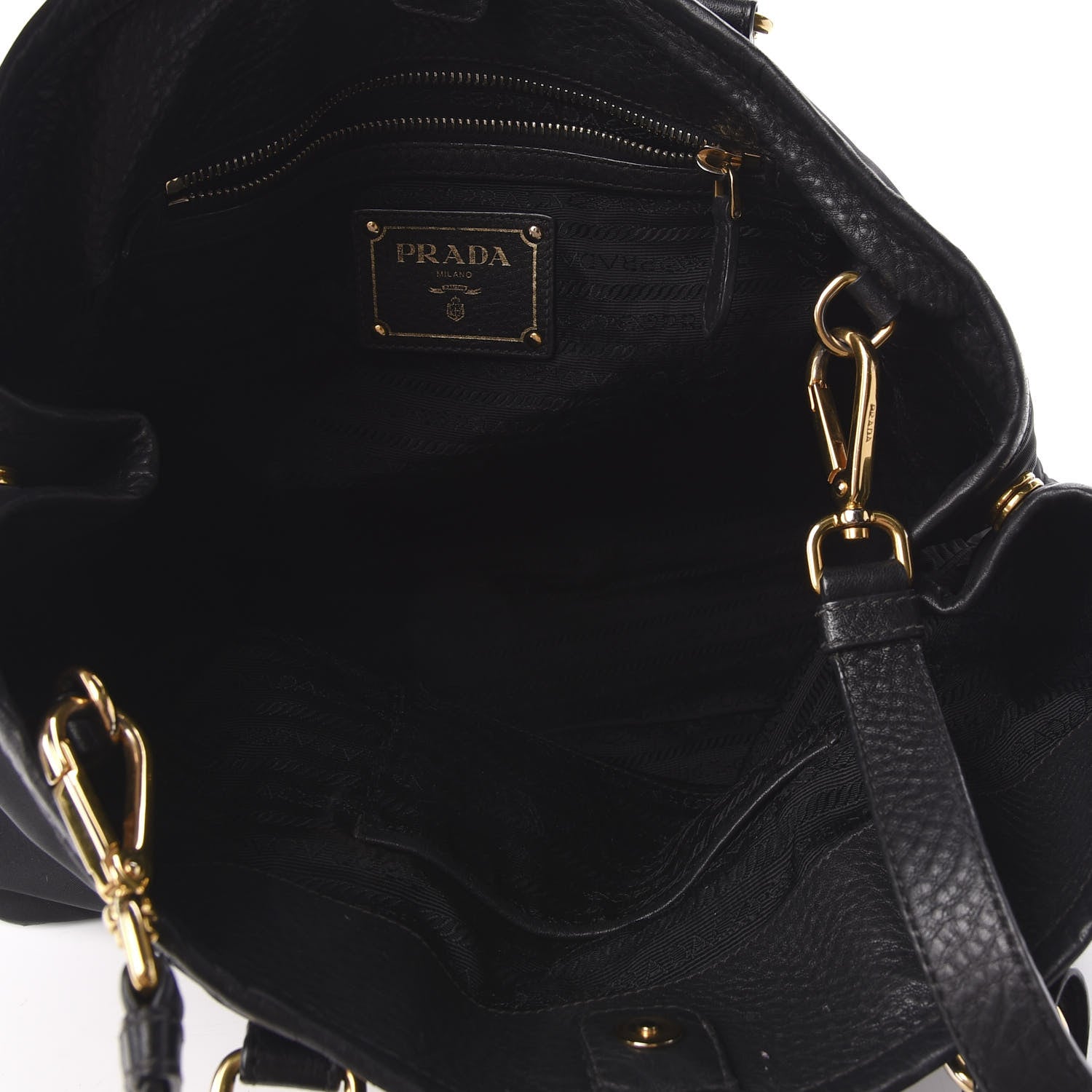 Prada Tessuto Nylon Vitello Daino Tote Black 7 of 9