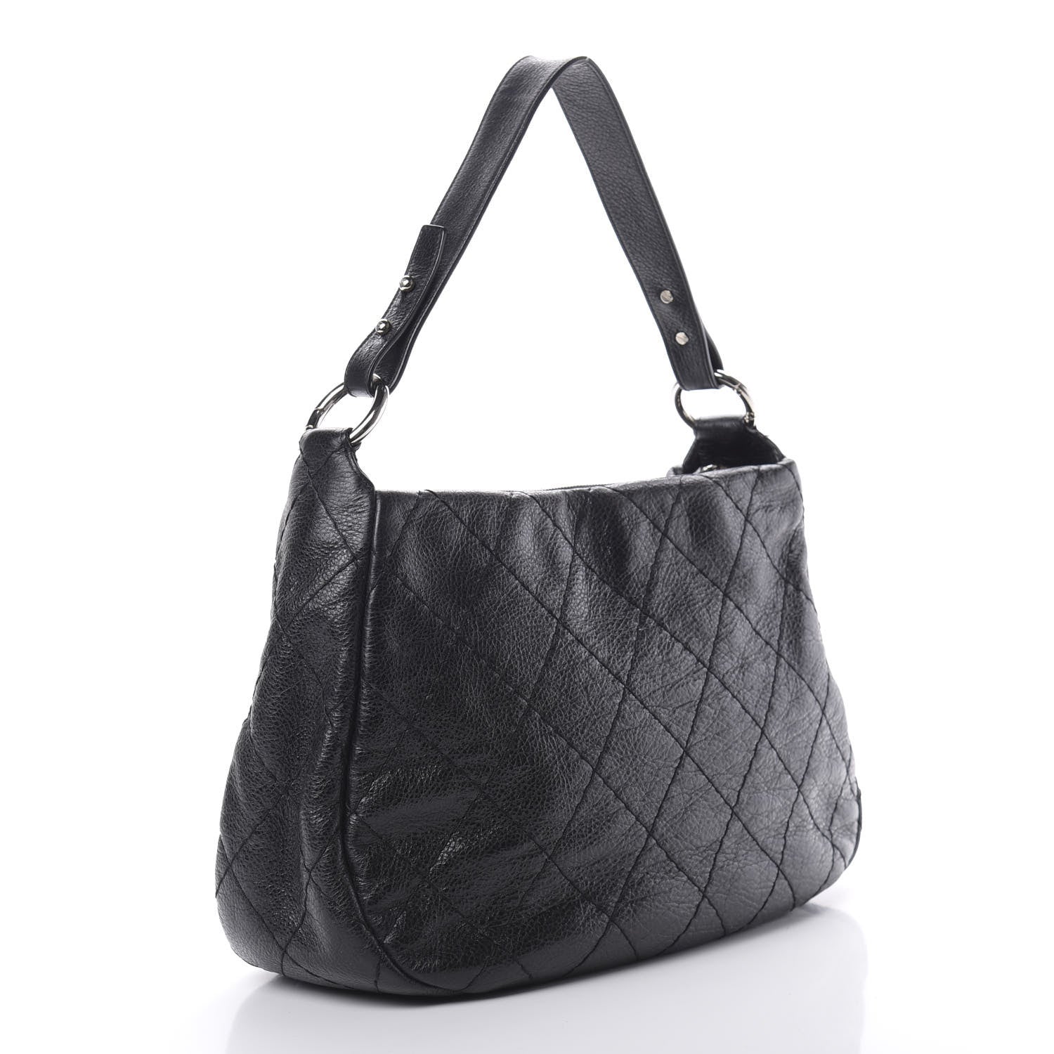 Chanel Glazed Calfskin On The Road Hobo Black 3 of 14