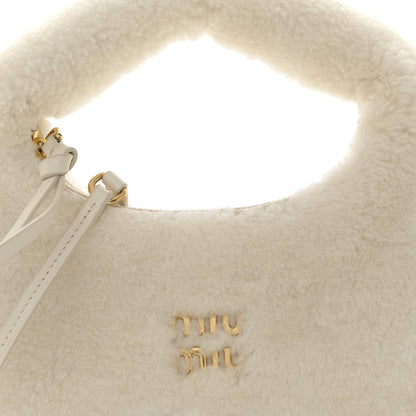Miu Miu Montone Shearling Small Wander Hobo White 8 of 12