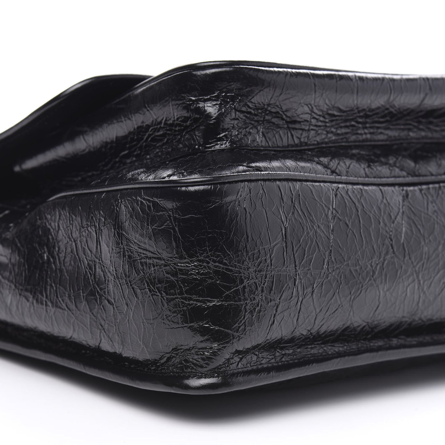 Crinkled Calfskin Matelasse Monogram Large Niki Chain Satchel Black