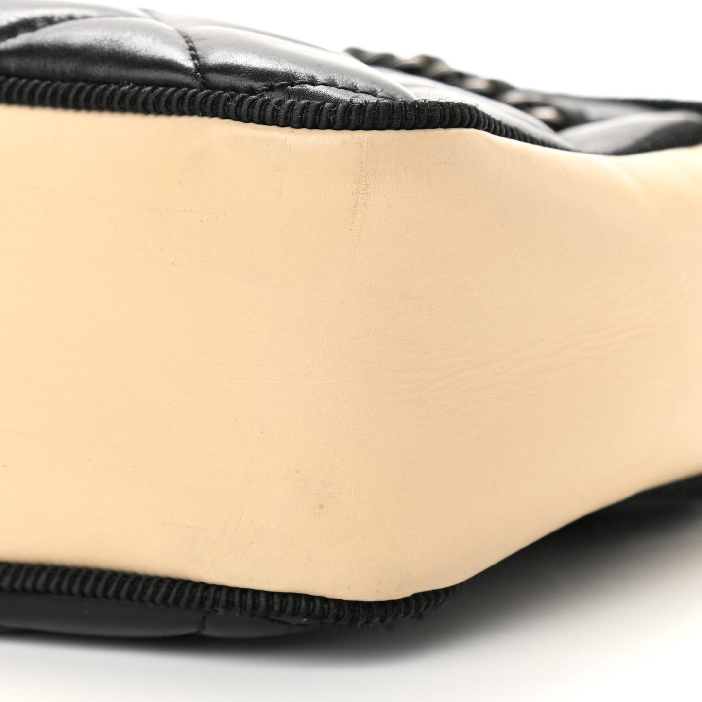 Calfskin Quilted Small Ballerine Camera Case Black Beige