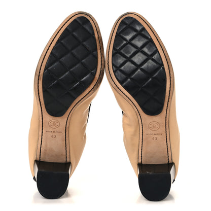 Chanel Lambskin Camellia CC Elastic Stretch Pumps 40 Beige Black 6 of 9