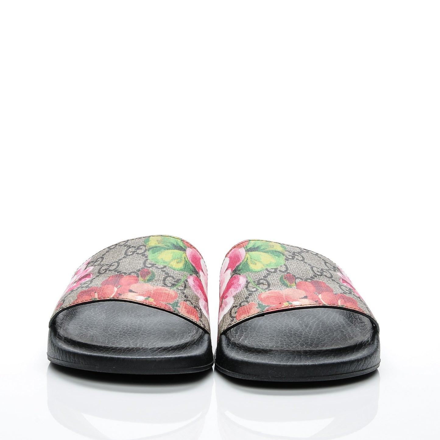 GG Supreme Monogram Blooms Slide Sandals 38 Beige Multicolor
