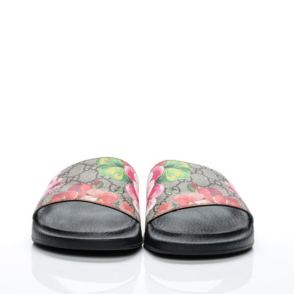 Gucci GG Supreme Monogram Blooms Slide Sandals 38 Beige Multicolor 4 of 6