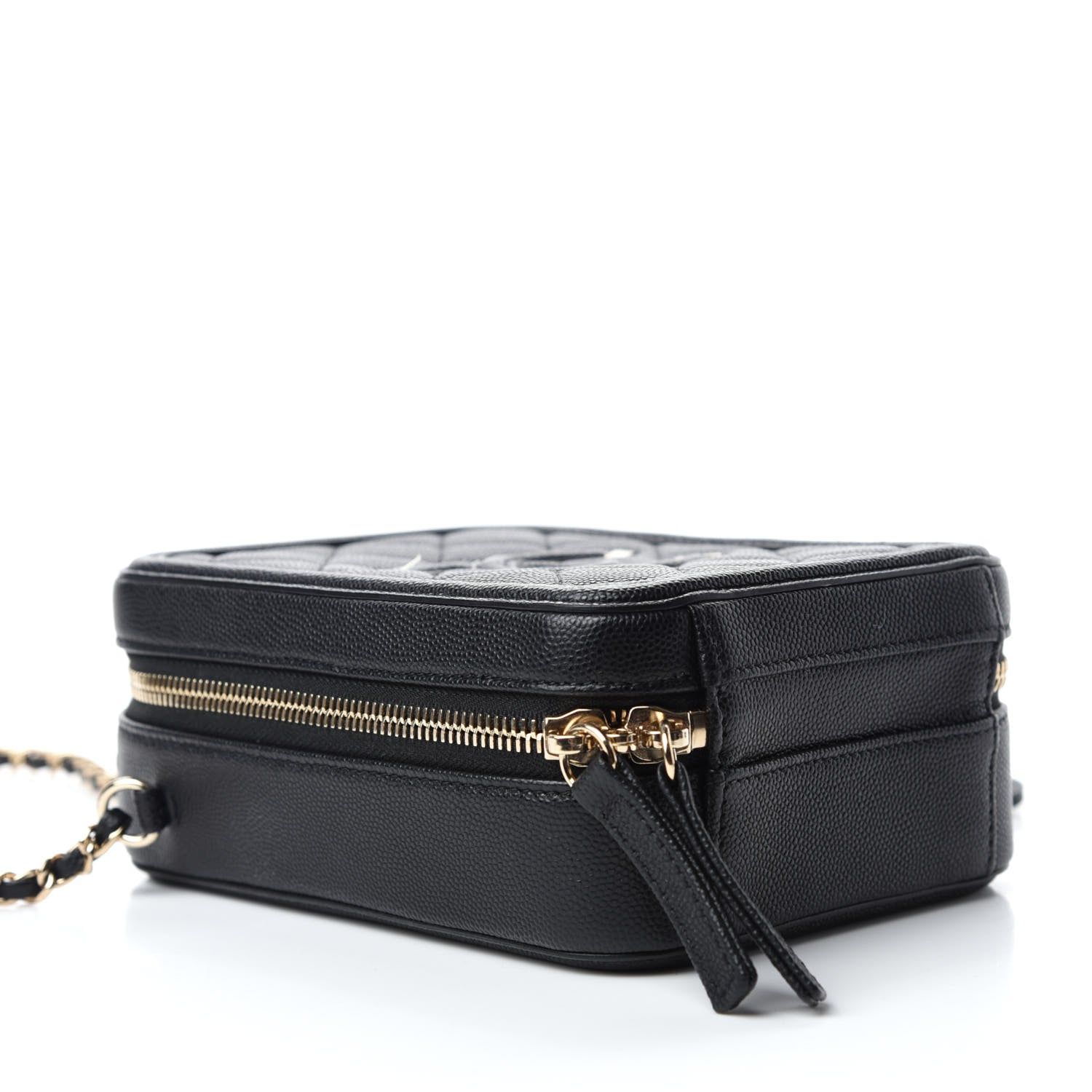 Chanel Caviar Quilted CC North South Filigree Vanity Case Black 4 of 10