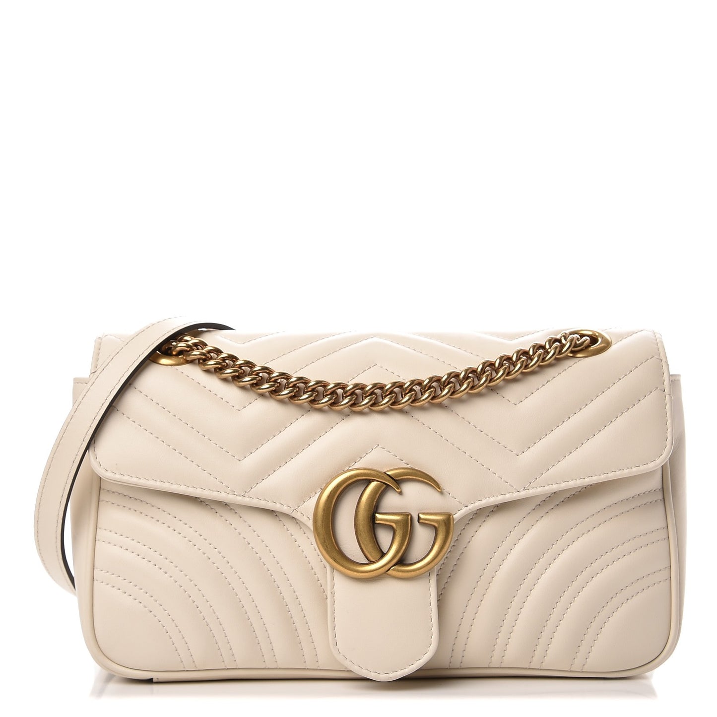 Calfskin Matelasse Small GG Marmont Shoulder Bag White