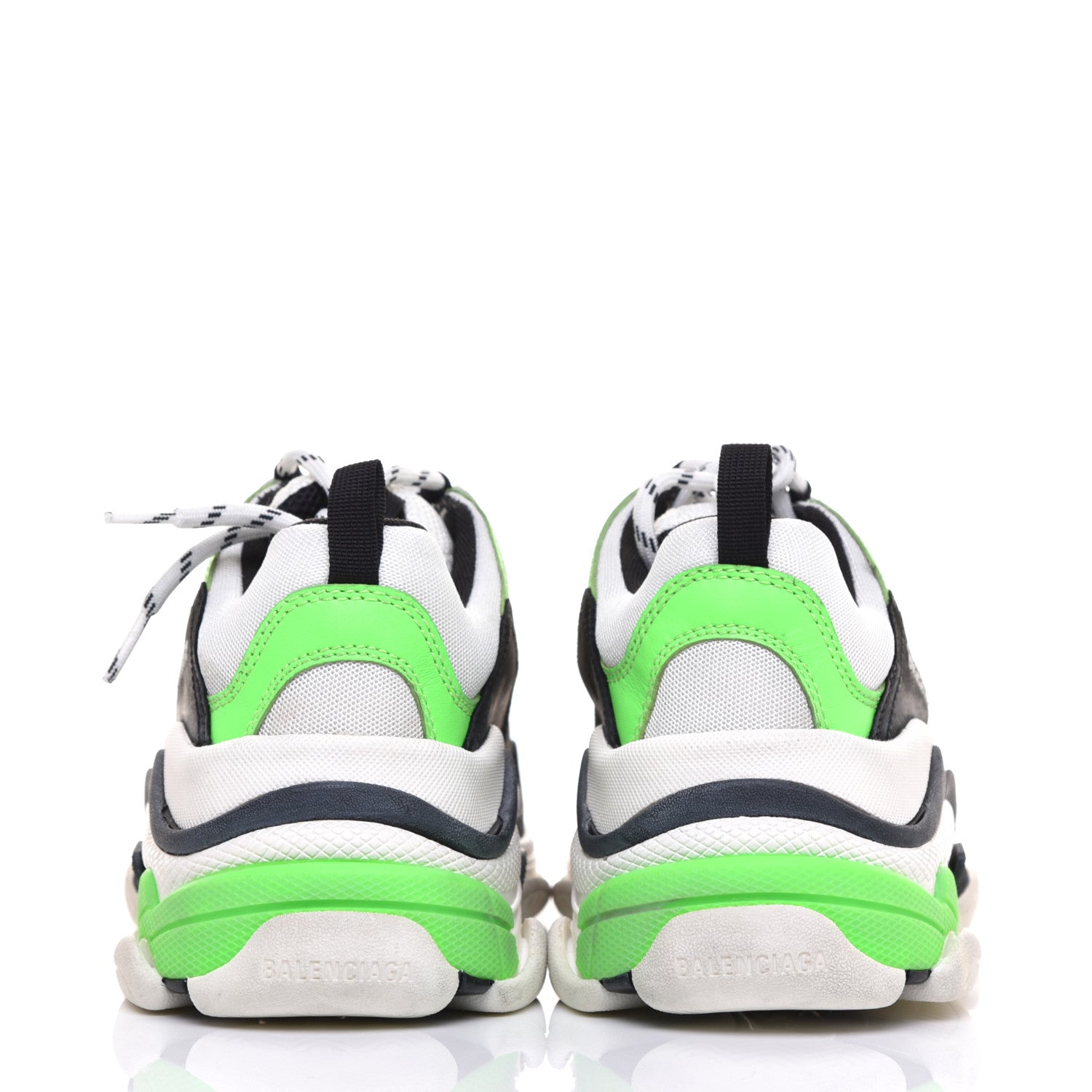Balenciaga Fabric Mesh Womens Triple S Sneakers 39 White Green Fluo Black 5 of 10
