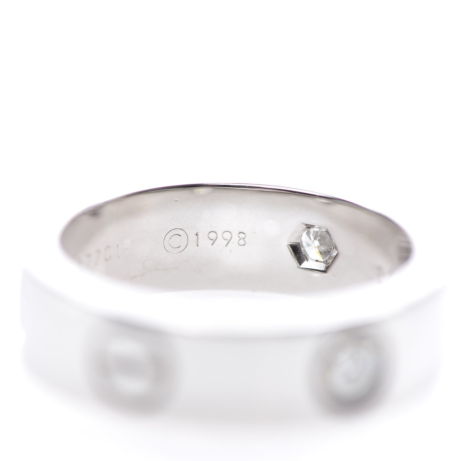 Cartier 18K White Gold 3 Diamond 5.5mm LOVE Ring 51 5.75 7 of 8