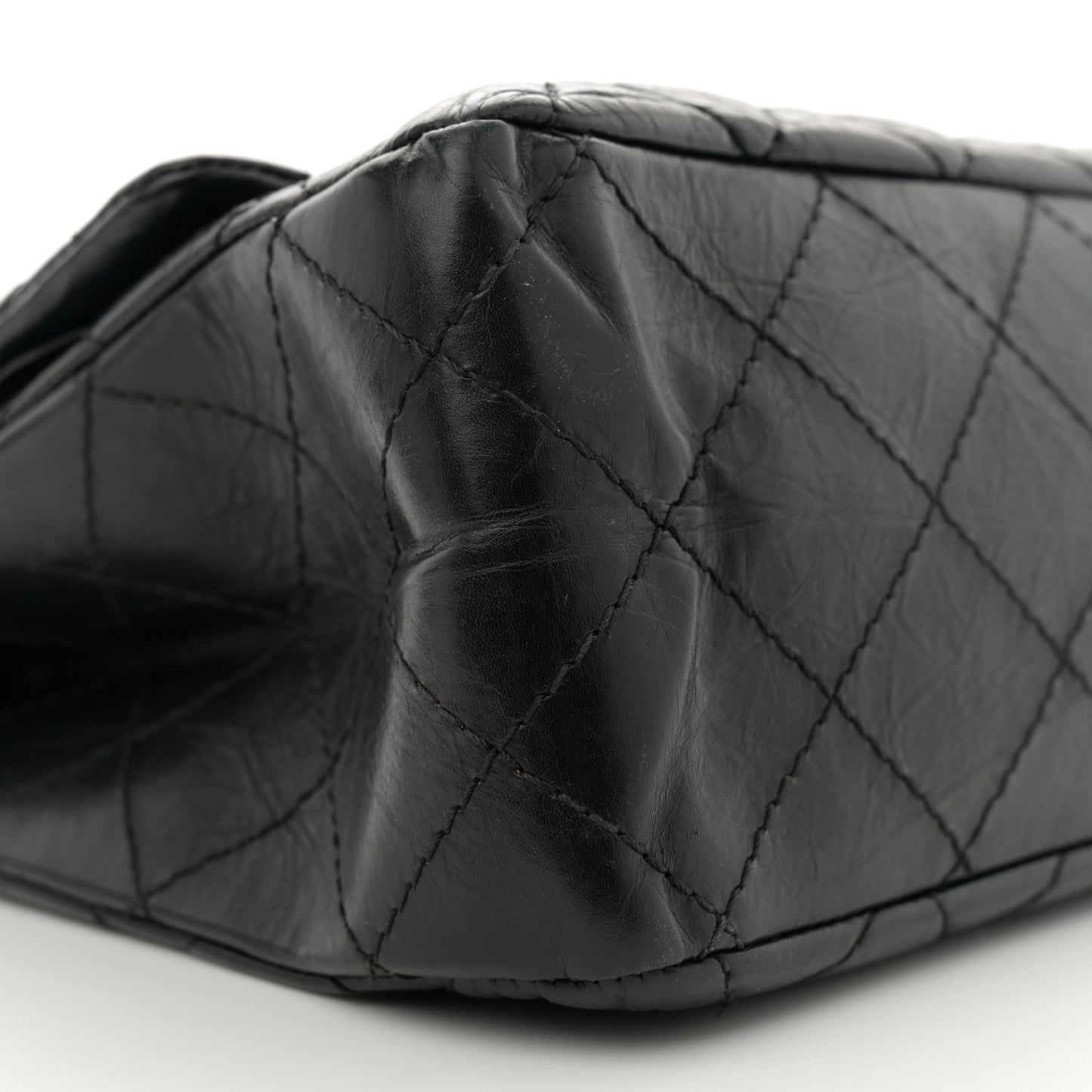 Aged Calfskin Quilted 2.55 Reissue 227 Flap Black