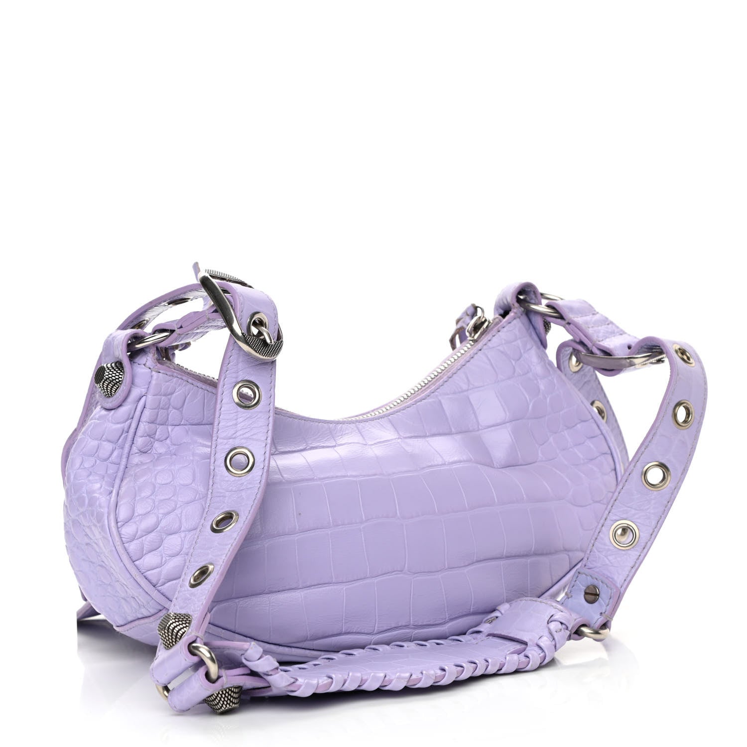 Balenciaga Extra Supple Calfskin Crocodile Embossed Le Cagole Shoulder Bag XS Lilac 3 of 11