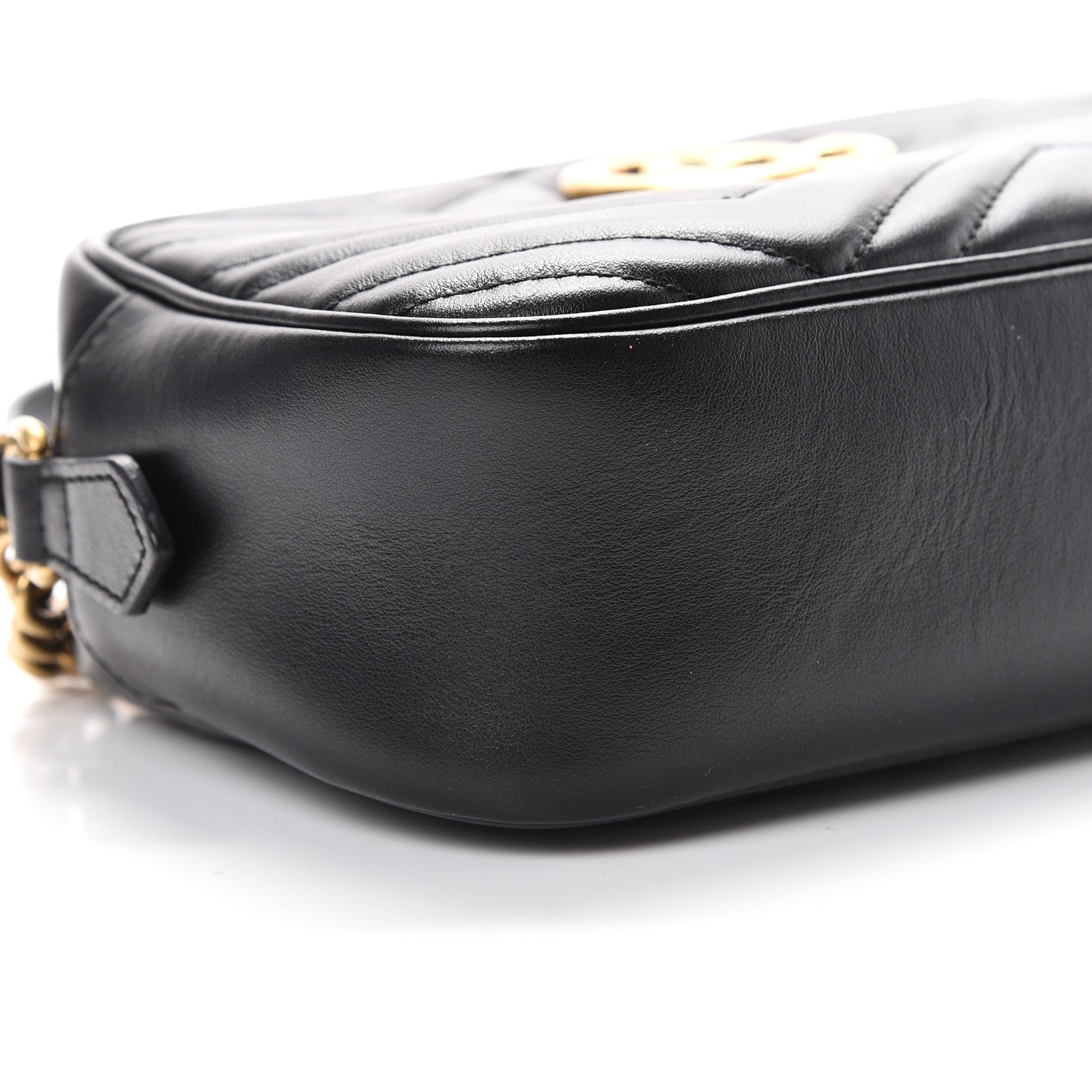 Gucci Calfskin Matelasse Small GG Marmont Chain Shoulder Bag Black 8 of 10
