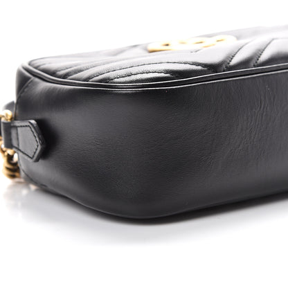 Gucci Calfskin Matelasse Small GG Marmont Chain Shoulder Bag Black 8 of 10