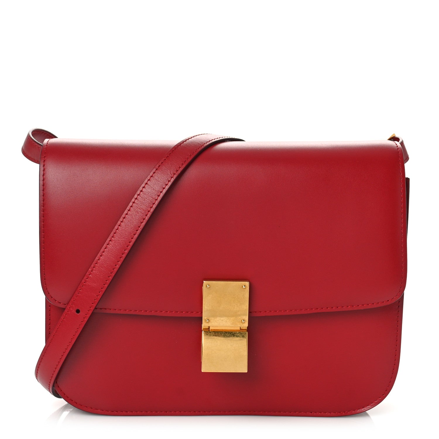 Celine Box Calfskin Medium Classic Box Flap Bag Red 1 of 8